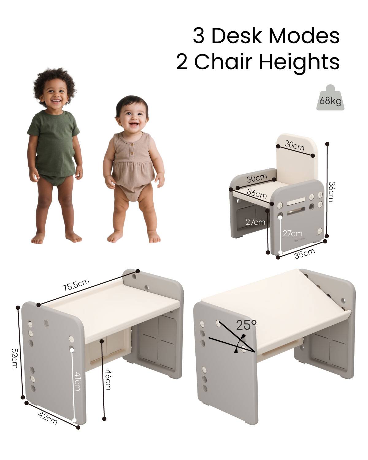 BP25T601 Gray and White Slanted Table